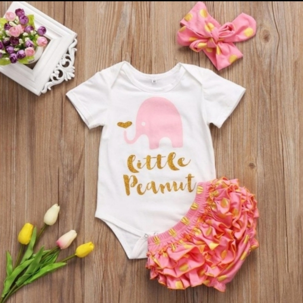 Newborn baby girl romper poka dot shorts headband